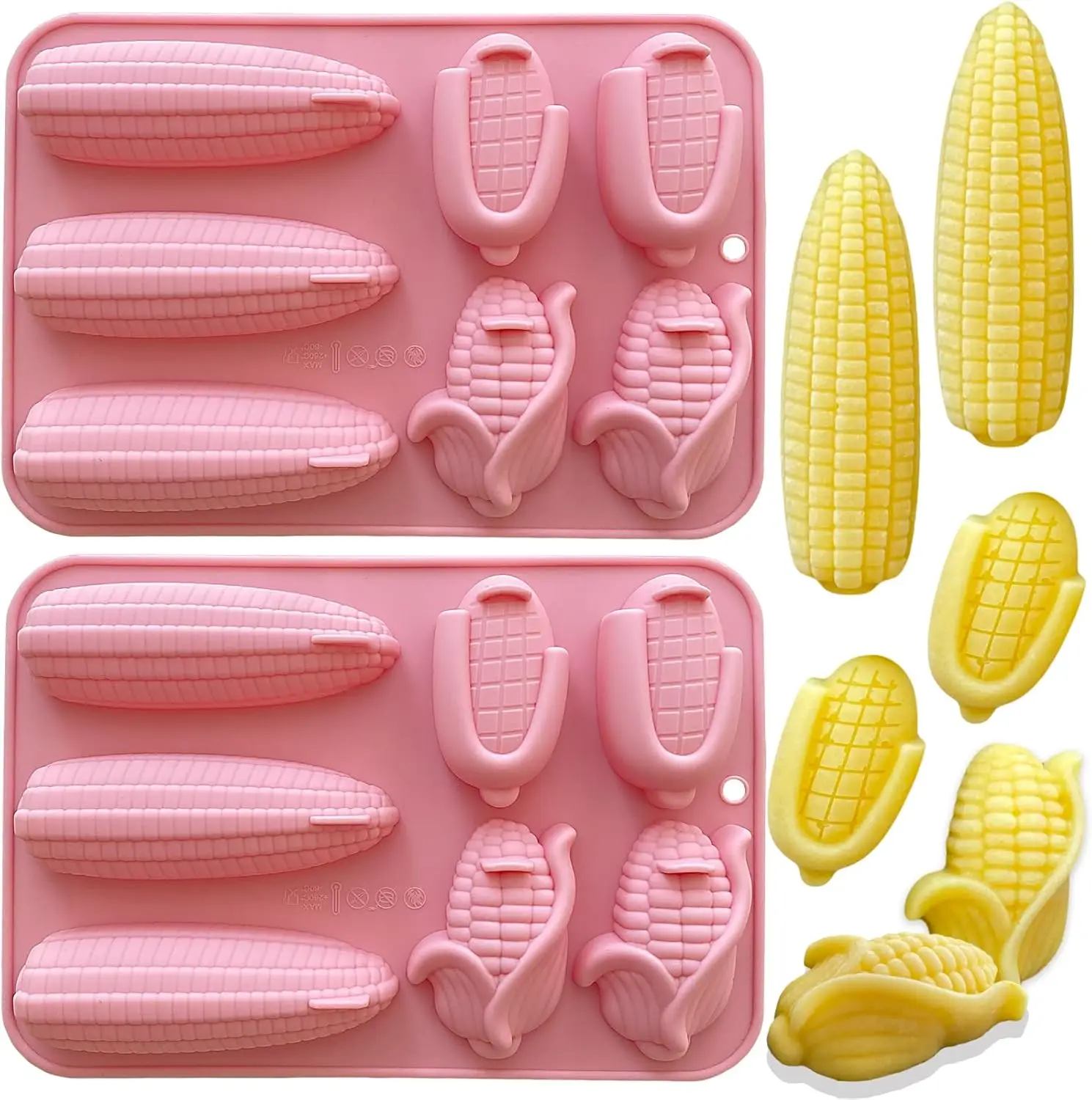 Large 3D Silicone Corn Bread Molds Cornbread Pan for Baking Cast Iron Cornbread Stick Pan Cron Molds for Jello Pudding Candle