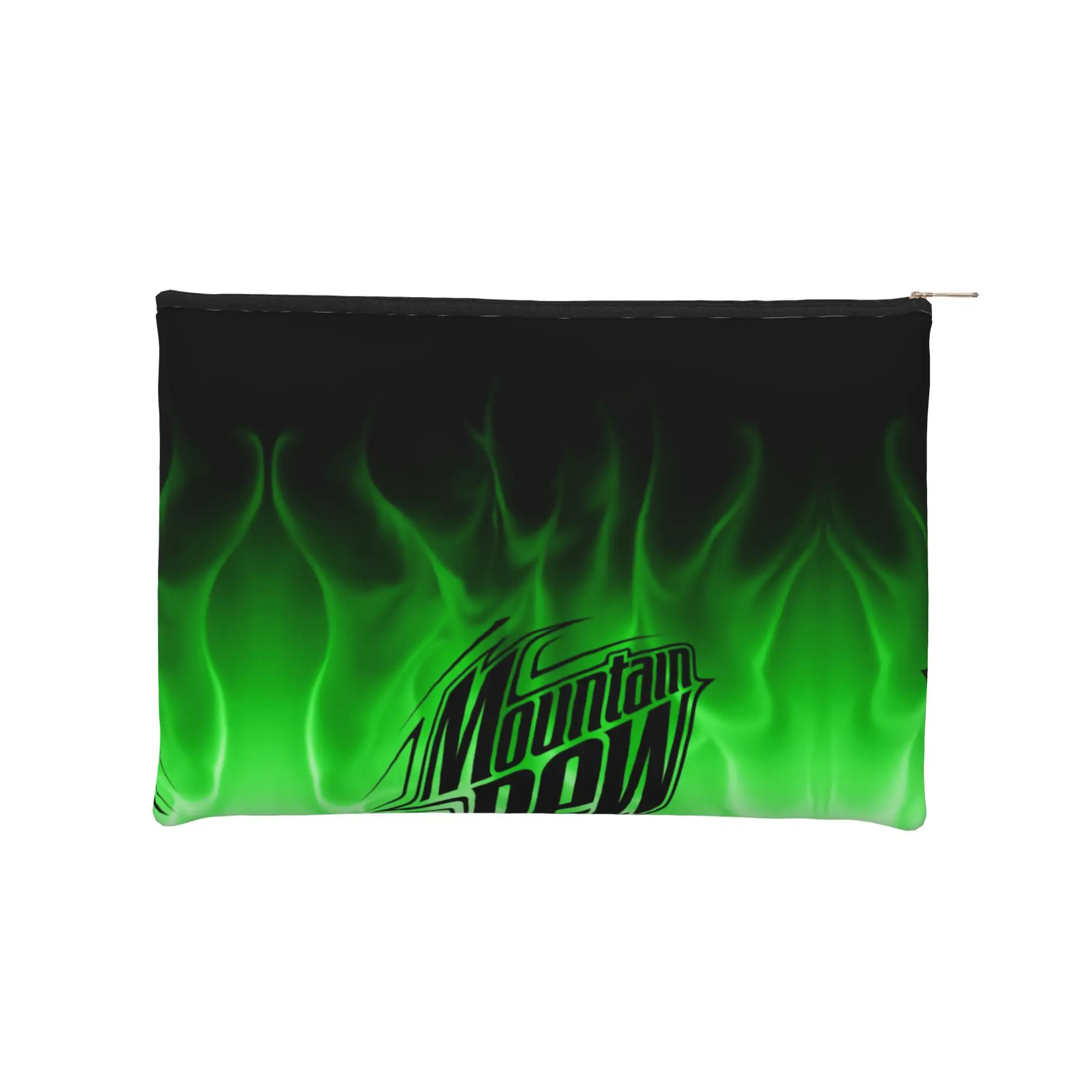 

Складная косметичка Mountain Dew Green Flames, брендированная косметичка Mountain Dew с застежкой-молнией, косметический мешочек