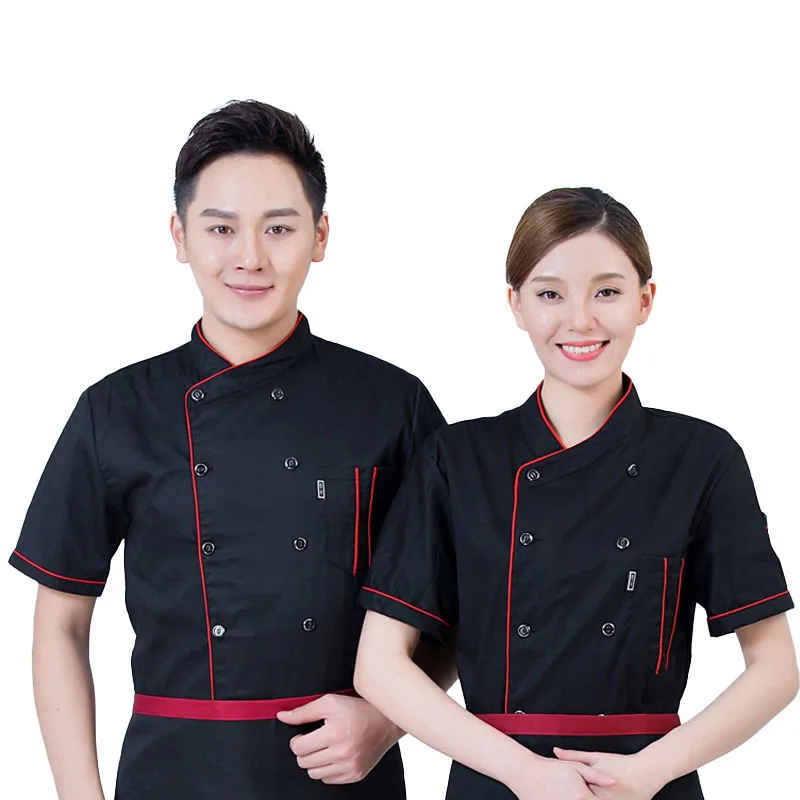 

High Quality Unisex Kitchen Uniform Hotel Work Clothes Restaurant Chef Jacket Short Sleeved Cooking Shirt Mushroom Cap Apron