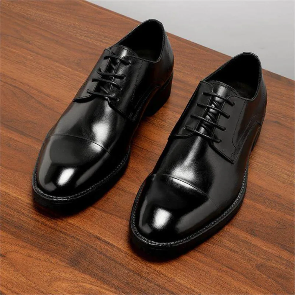

Men's Genuine Leather Derby Shoes Breathable Pointed Toe Formal Dress Shoes for Business Commute Summer Fashion Work