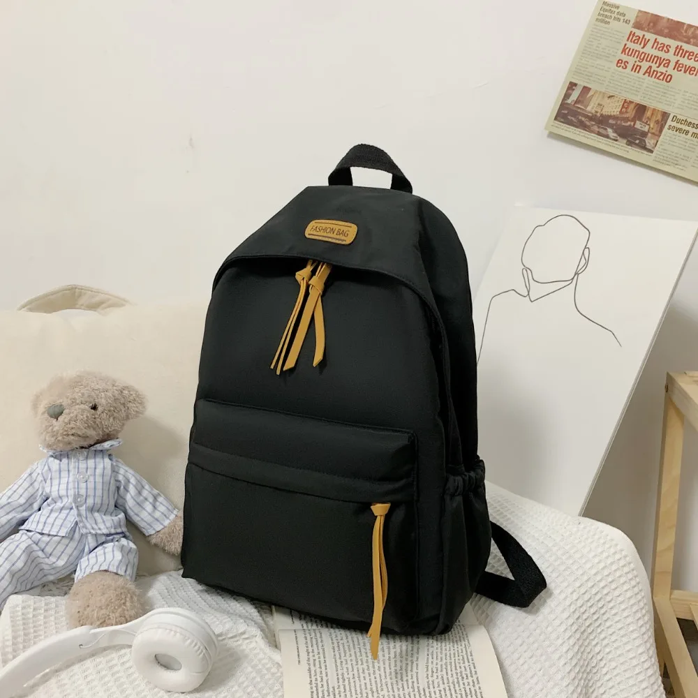 

Trendy Nylon Polyester Versatile Backpack White Grey Black Blue Washable School Student Backpack Computer Bag Women Men