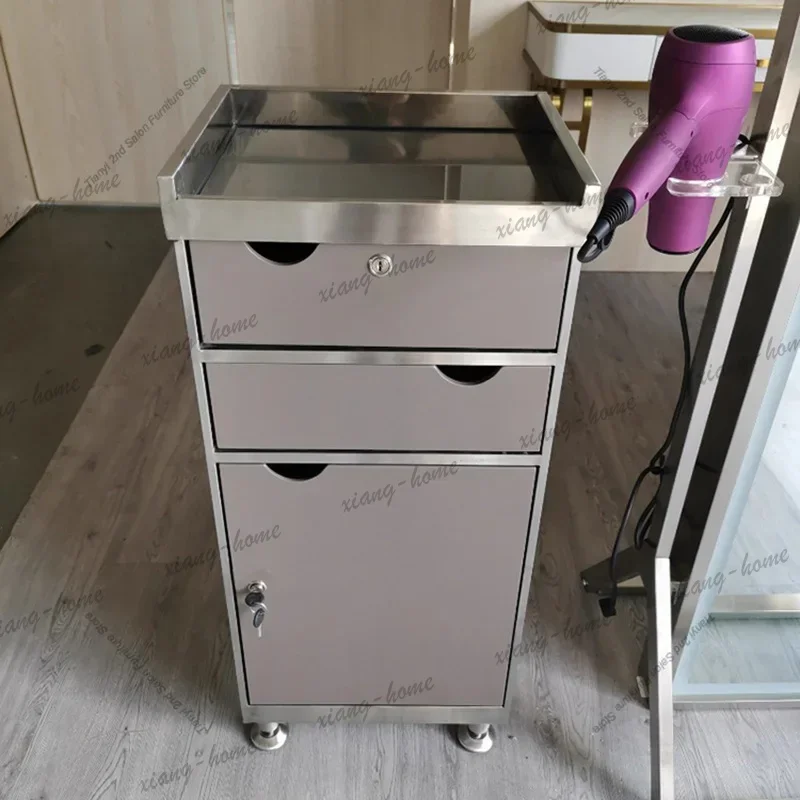 Factory Direct Nordic Creative Salon Trolley Modern Simple Salon-specific Stainless Steel Storage Cabinet Barbershop Salon Furni