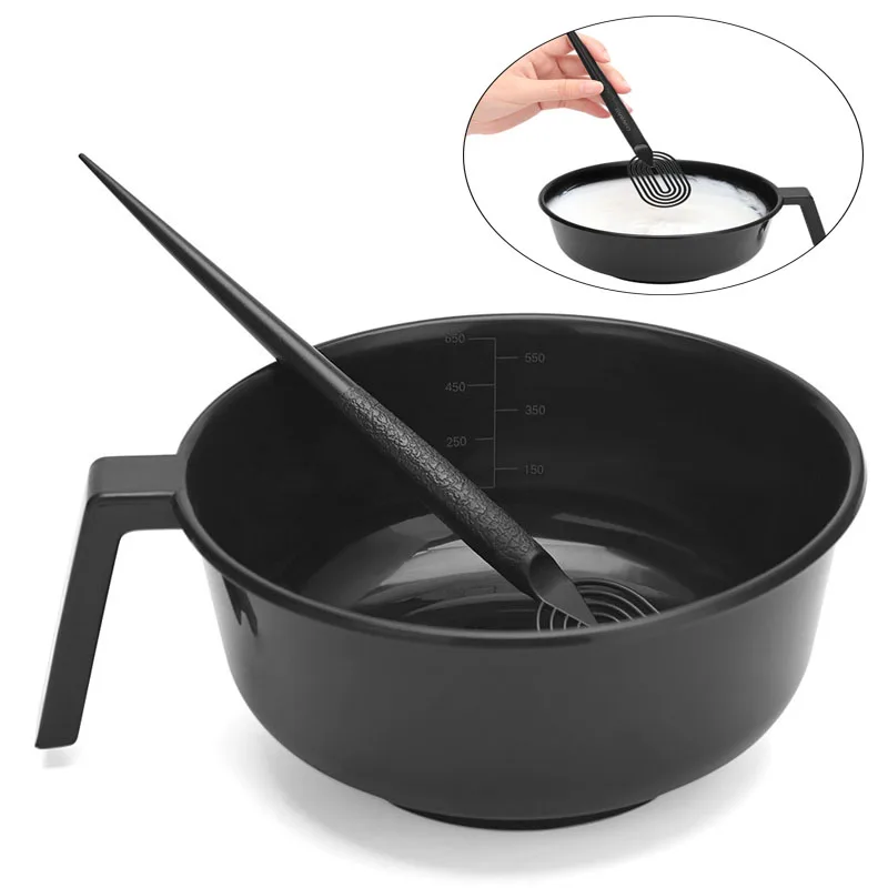 Multi-purpose Hair Coloring Tools Set 2Pcs Measuring Mixing Bowl & Hollow Tint Brush for Dyeing Perm Bleach Hair Mask Treatment
