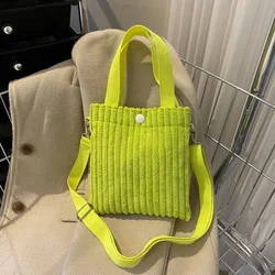 Mini Tote Bag Women Corduroy Zipper Shoulder Bag Spring Summer New Fashion Handbag Single Shoulder Bag Crossbody Small