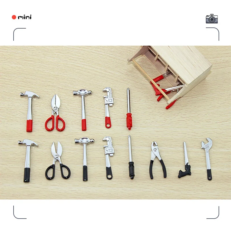 1:12 Poppenhuis Mini Stuff Legering Tool Miniatuur Items Speelgoed Model ToolBox BJD Poppenhuis Meubels Accessoires Decor Service Kit