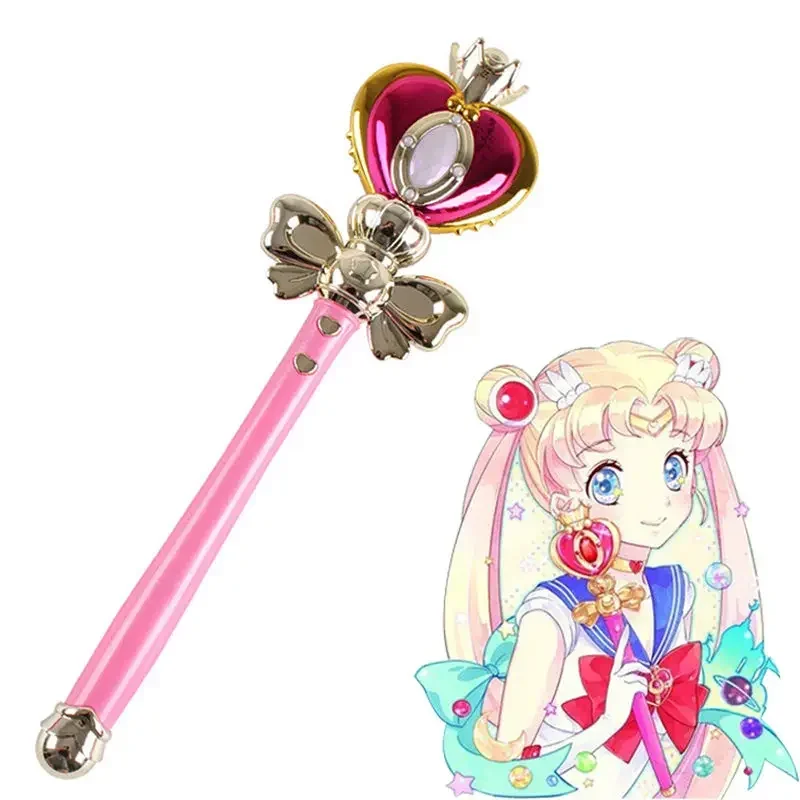 [Engraçado] luz marinheiro menina varinha mágica henshin haste brilho musical coração vara marinheiro lua cristal anime figura cosplay brinquedo presente da menina