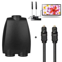 Répartiteur audio optique éventuelles DIF numérique, adaptateur séparateur de lien de charnière à 2 voies, 1 entrée, 2 sorties, concentrateur de câble optique éventuelles DIF pour CD DVD