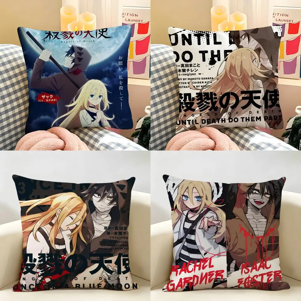 A-angels Of Deaths Anime Cushion Cover Natural Linen Organic Fabric Double-Sided Printing Room Sofa Decor Pillow Case