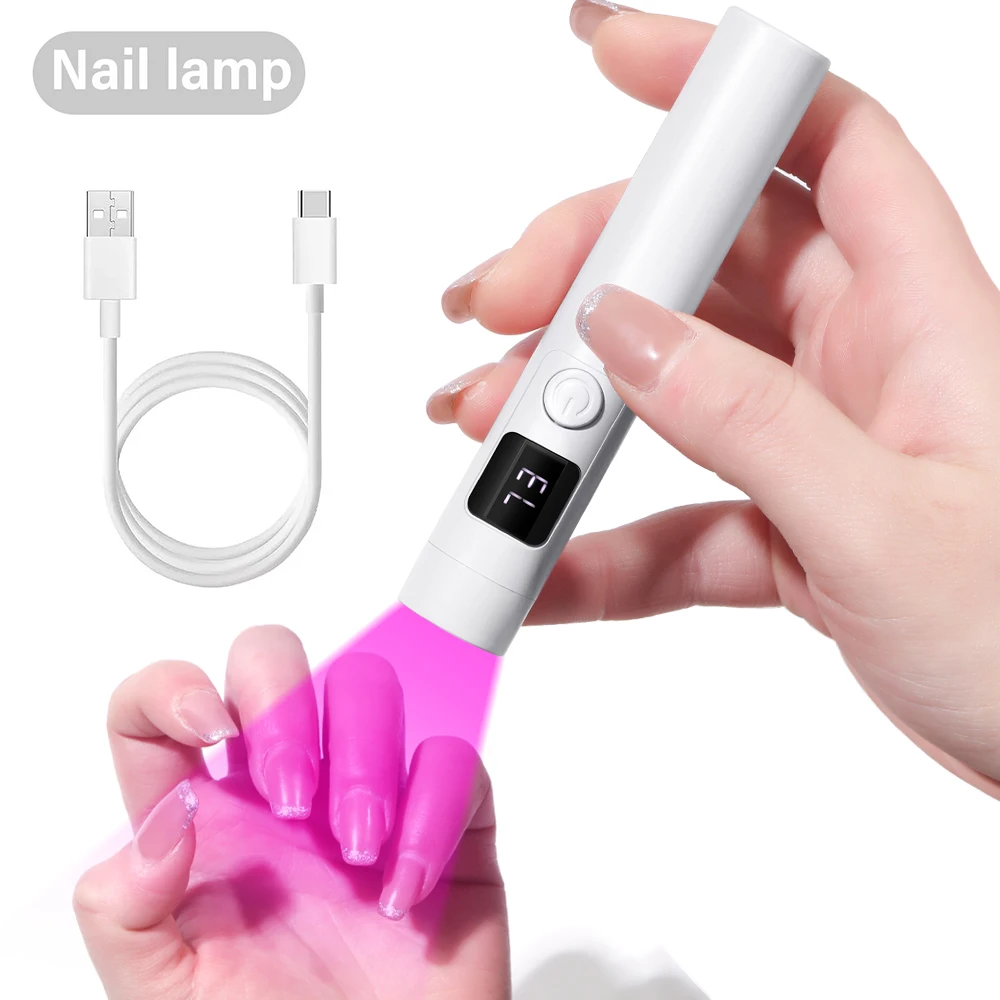YIKOOLIN LED แบบพกพามือถือ UV โคมไฟเล็บเครื่องเป่าเล็บขนาดเล็กพร้อมหน้าจอ LCD USB ชาร์จไฟสําหรับเล็บเจล