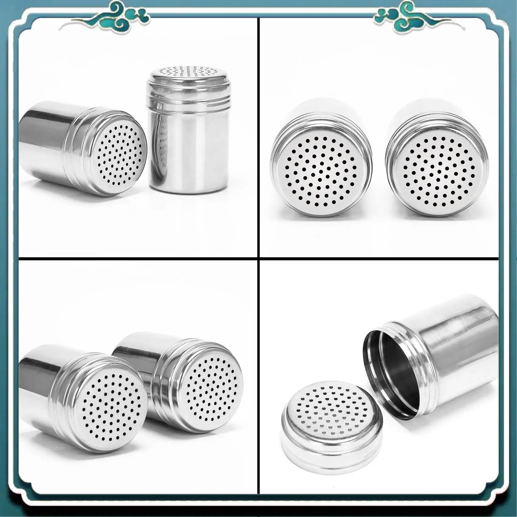 (Set Of 2) Dredge Shakers 10 Oz, Stainless Steel Spice Shakers Baking/Cooking Limited Time Offer