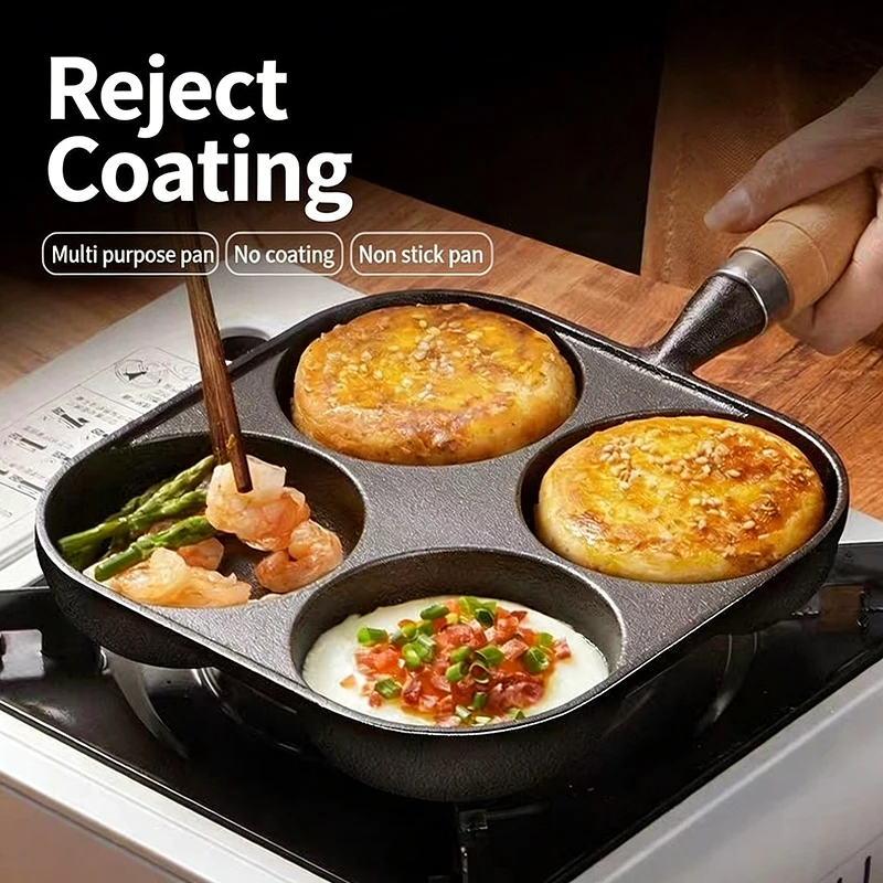 Egg Waffle Pan - 4穴ノンスティックオムレツエッグパン、ガスコンロとIH調理器に対応