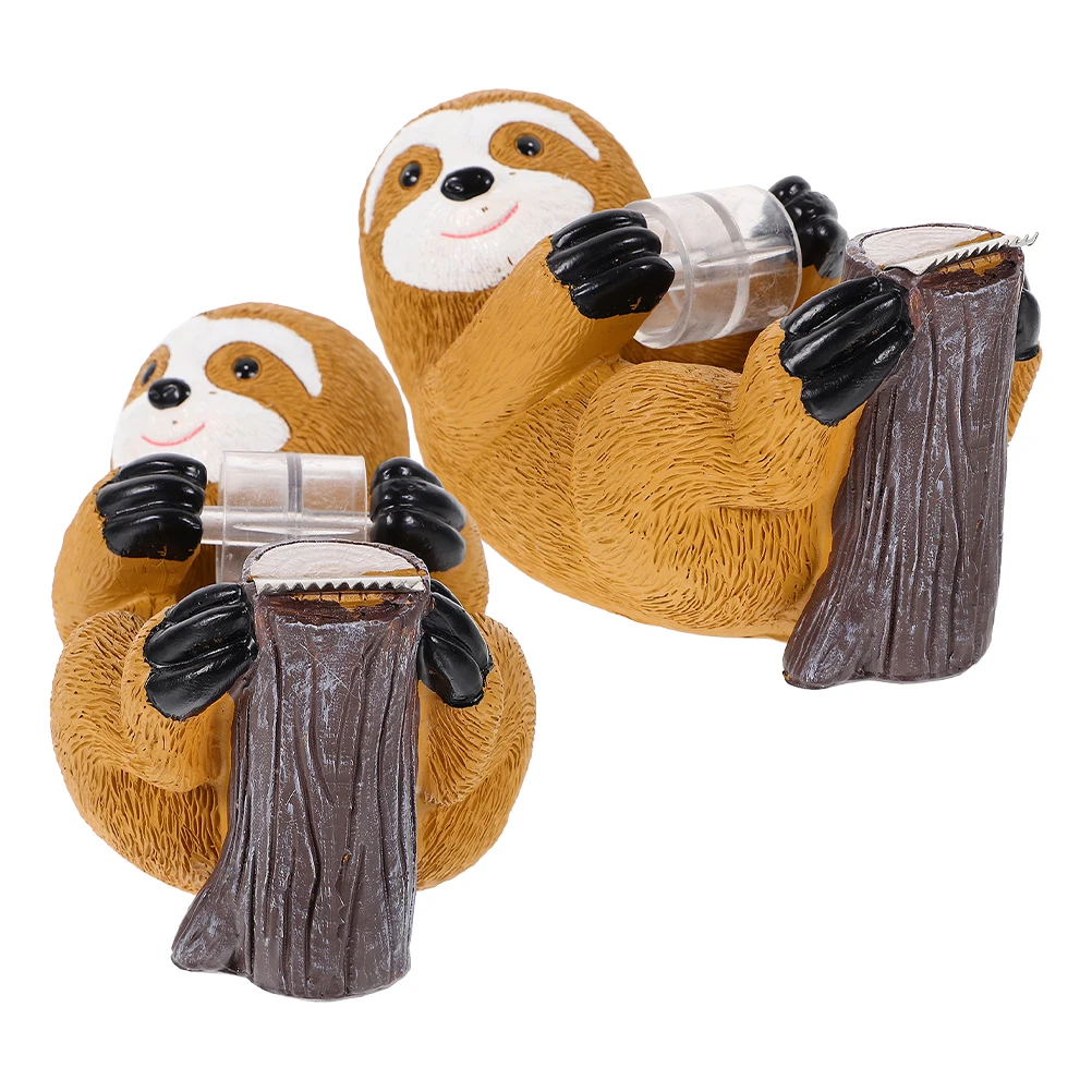 2Set سطح المكتب الشريط موزع الراتنج الكسل شكل لاصق حامل لمكتب المنزل استخدام لطيف الحيوان النمذجة الشريط القاطع المدمجة