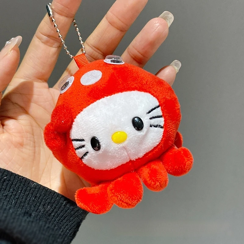 Nouveau mignon Kitty en peluche porte-clés dessin animé chaton habiller poulpe rouge poupée haute qualité sac à dos pendentif voiture décoration cadeau