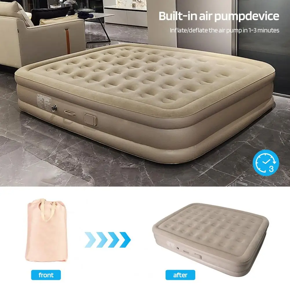 Air Mattress with Detachable Built-in Pump, Double Person Air Bed with 2 Pillows, Inflatable Mattress for Camping, Guests & Home