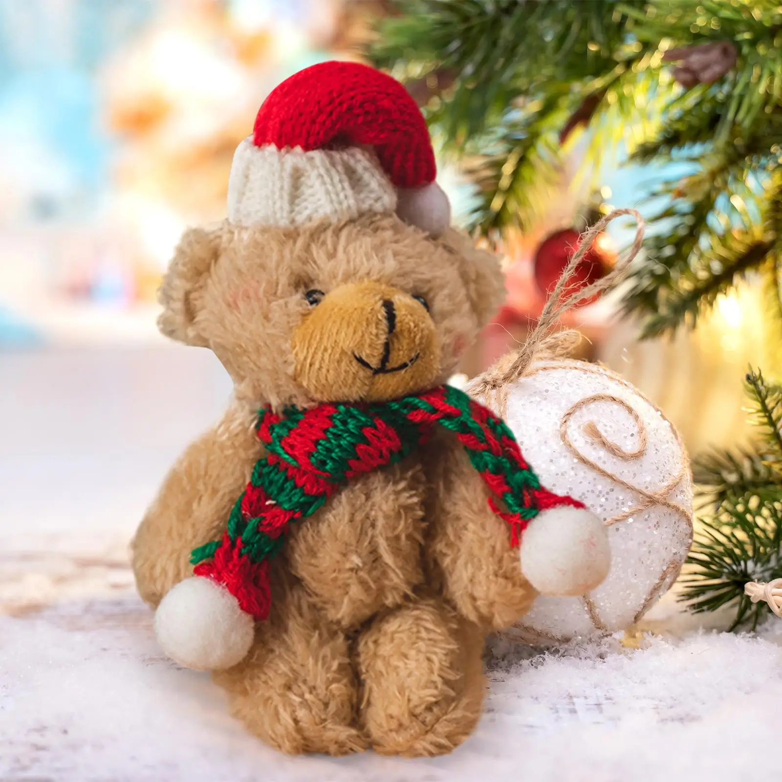 Christmas Cute Plush Bear Doll Xmas Decoration Party Supplies, Lovely, Gift Xmas Stuffed Animal Toy for Home Office Holiday