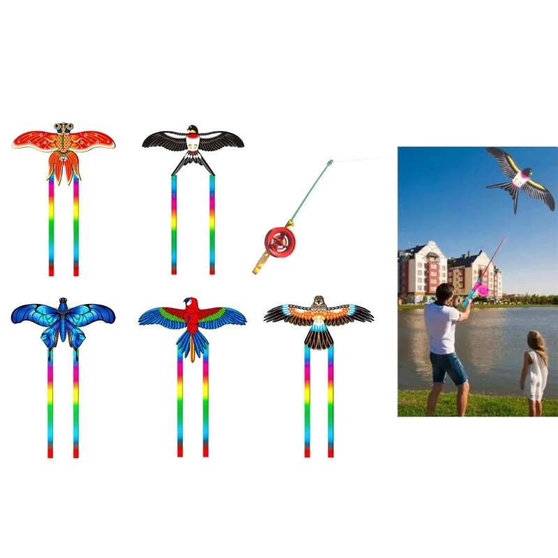 

Dynamic Kites 3D Fishing Rod Line Kites Small Kites Easy Flying Toy Long Tail Kites Popular Beach Activity Parent-Kids Favor