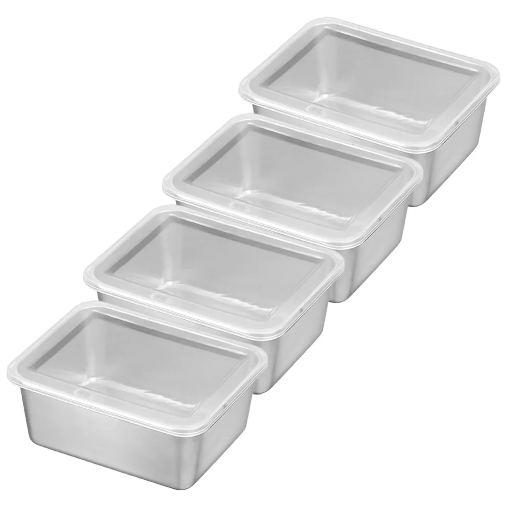 

4 Pcs Fruit Containers for Fridge Keep Fresh Stainless Food Bin Crisper Refrigerator Travel Sealing Boxes