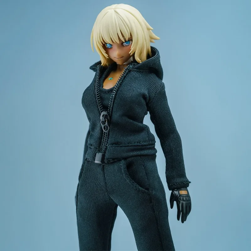 1/12 Scale Romankey Women Soldier Tight Fitting Sweatshirt Pants Vest Clothes Model for 6 Inch Toy Figures Body Ornaments