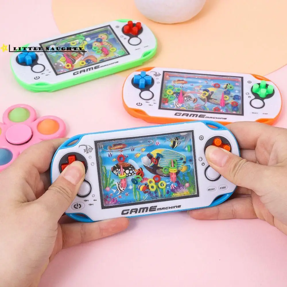 Retro Water Ring Game Machine Child Handheld Game Machine Water Circle Ring Toss Squeeze Toy Parent-Child Interactive Toys