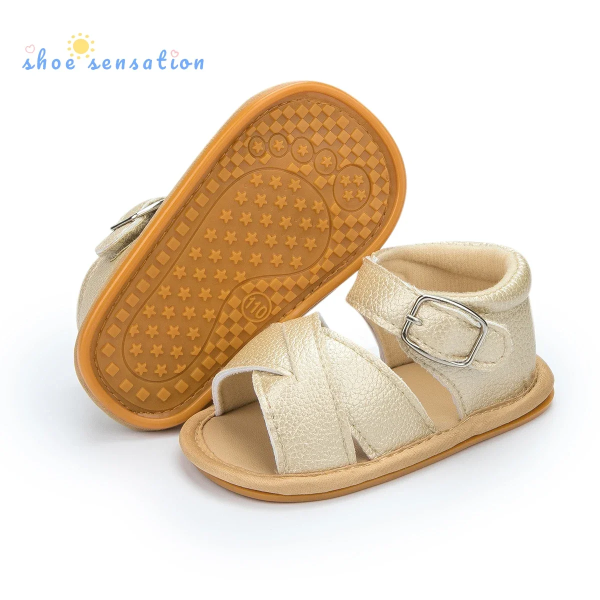 

Baby Girl Summer Sandals Rubber Sole Flat Anti-slip PU Leather Multicolor Infant 0-18M Newborns First Walkers Baby Shoes