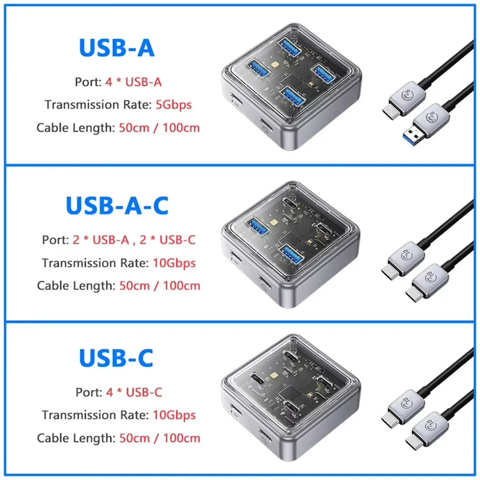 ORICO 10Gbps Multi 4 Ports USB 3.2 HUB Splitter High Speed Extension Adapter Type C Docking Station Socket for PC Laptop Macbook