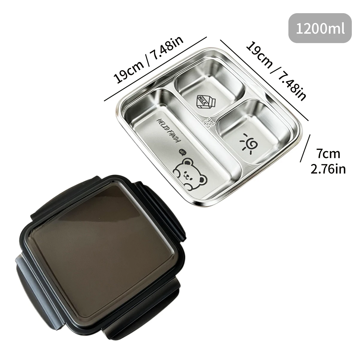 WORTHBUY 2/3 roosters 304 roestvrijstalen lunchbox Draagbare lekvrije voedselcontainer Grote capaciteit Bento Box voor studenten Volwassen
