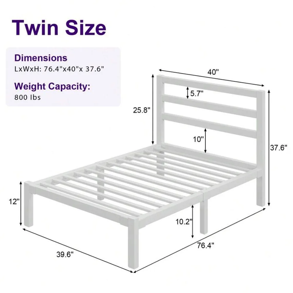 

Twin Metal Platform Bed Frame,Classic Style Headboard And Footboard,Under Bed Storage,Mattress Foundation,No Box Spring Required