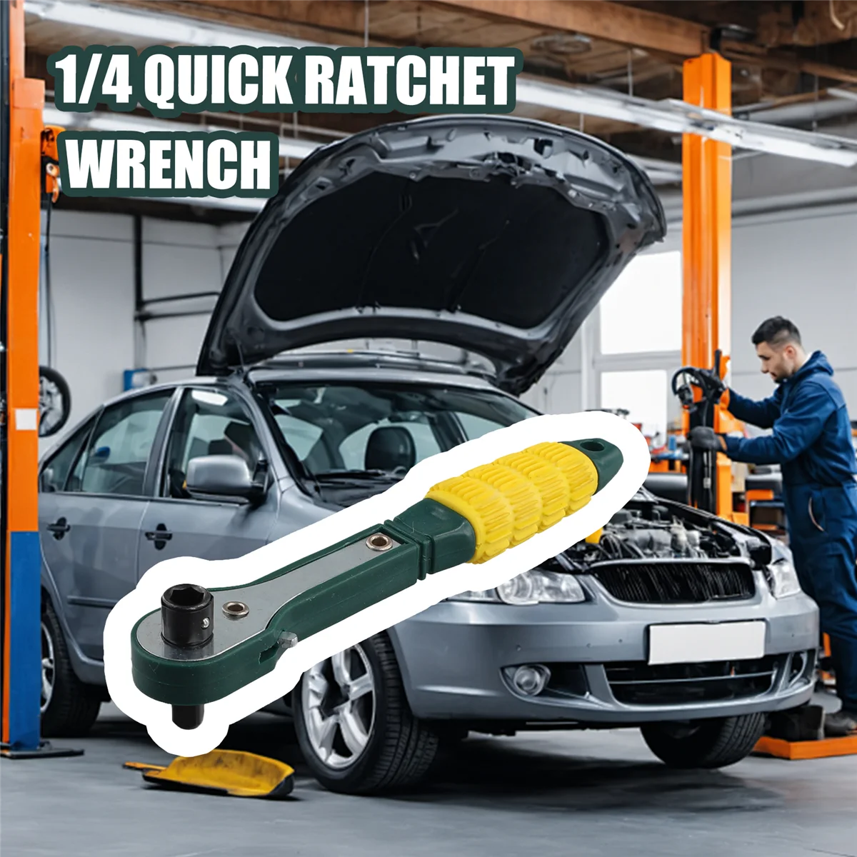 ABFKL Mini 1/4 Head Screwdriver Pole 6.35mm Inner Hexagon Ratchet Socket Wrench with Dual-head Home Tool Accessory