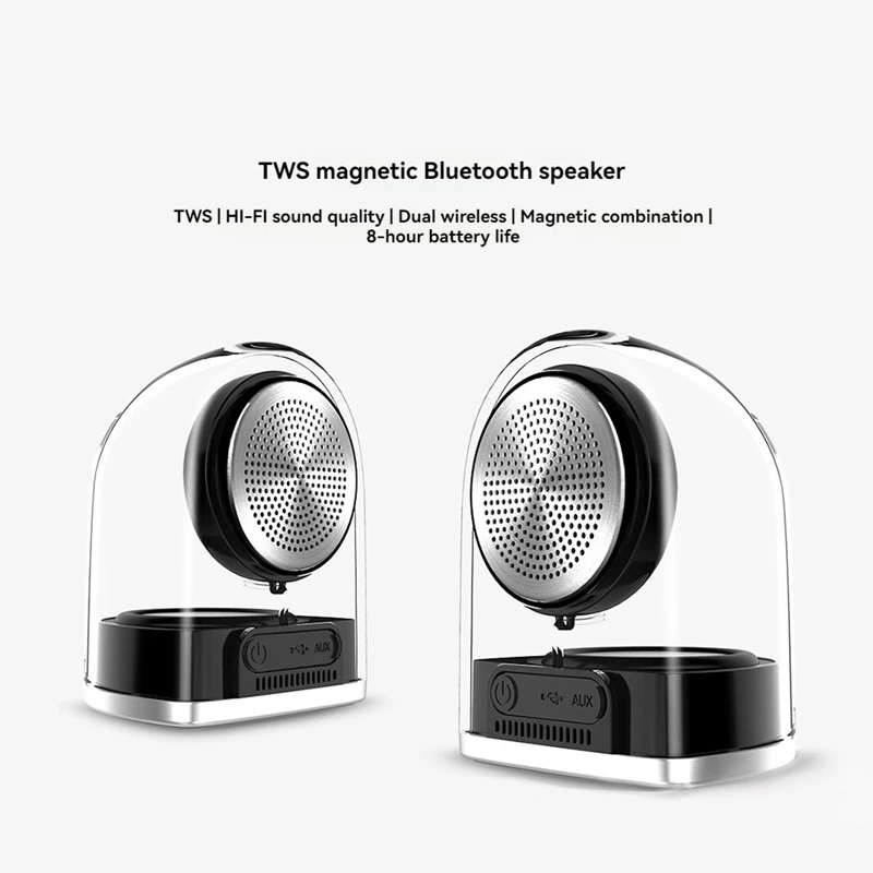 TWS Mini Subwoofer Speaker Wireless Bluetooth Speaker Left & Right Channel Transparent Magnetic Outdoor Car Speaker