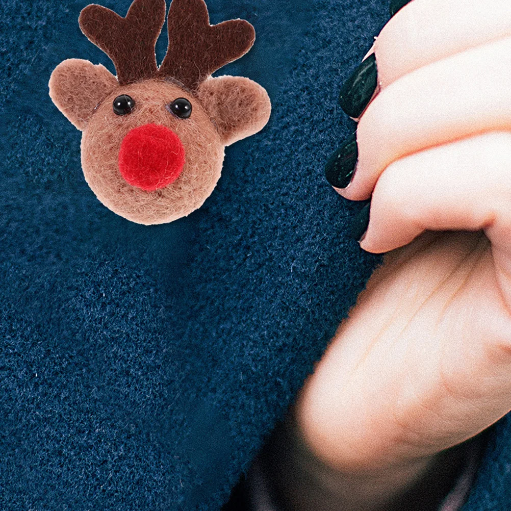 

12Pcs Xmas Elk Heads Decoration Wool Felt Cartoon Elk Heads Ornament for DIY Crafts Christmas Tree Wreath Decoration