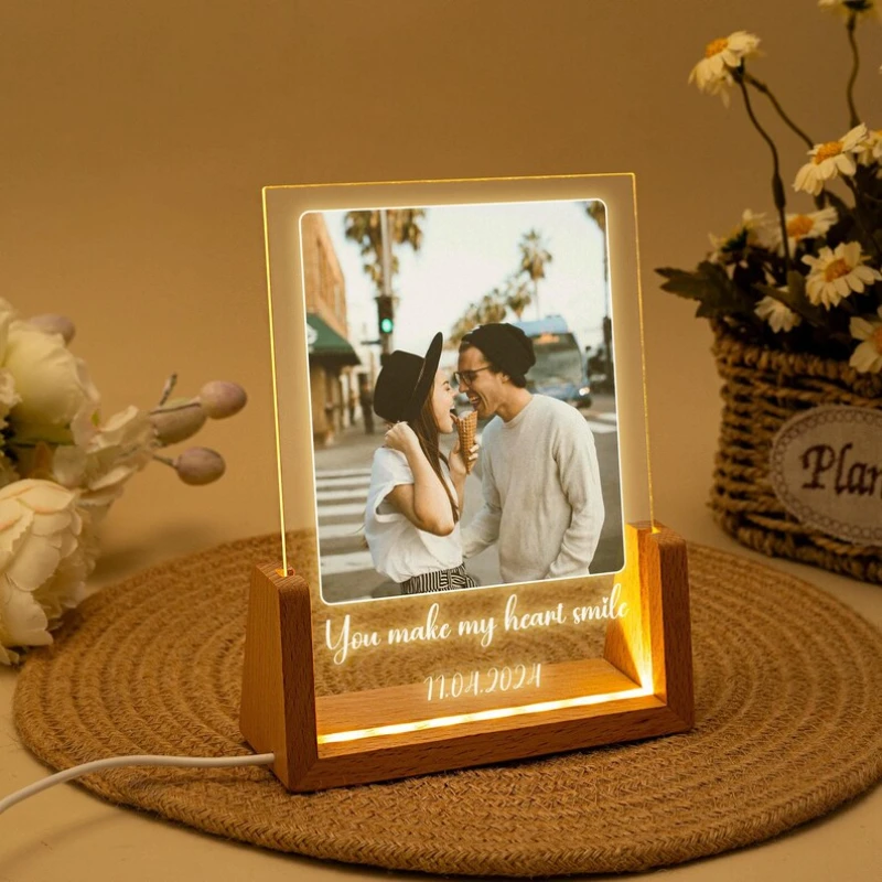 

Custom Photo Collage Night Lamp Personalized Picture Light Bedroom Decor Romantic Gift for Valentine Mother Day Present for Mom