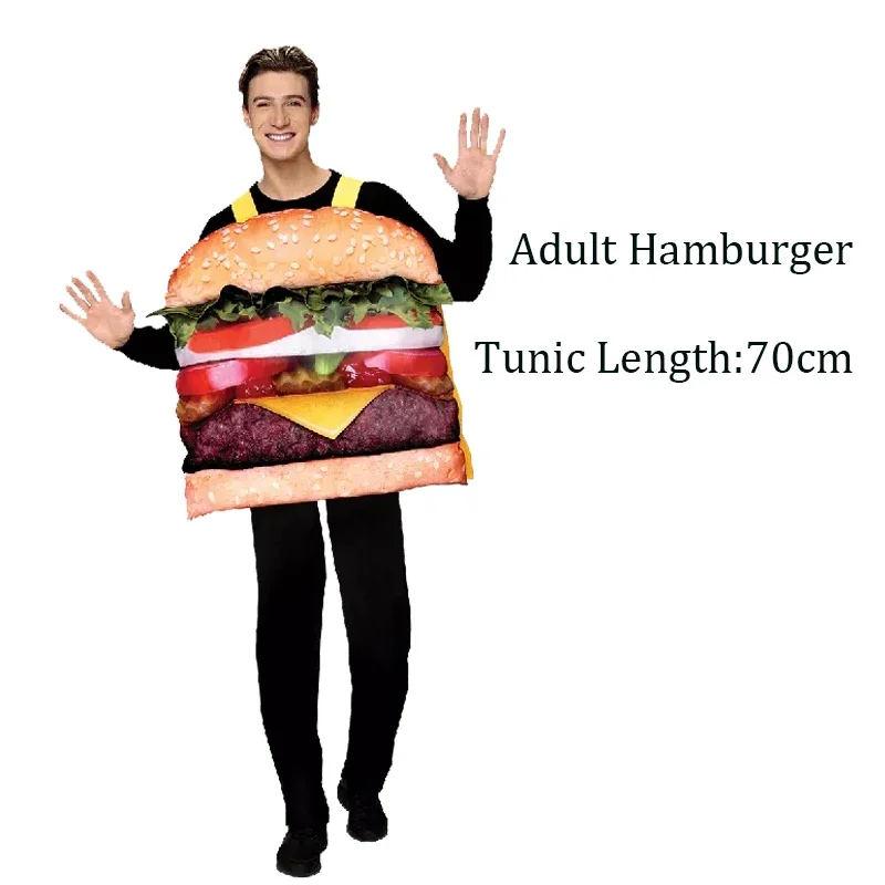 2024 Unisex Women Men Cheeseburger Adult Costume Girls Boys Child Hamburger Cosplay Halloween Costume For Family Purim