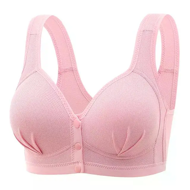 Novo tamanho grande fechamento frontal mãe volta roupa interior seção fina confortável respirável push up sutiã lingerie brilhante para mulherütyen