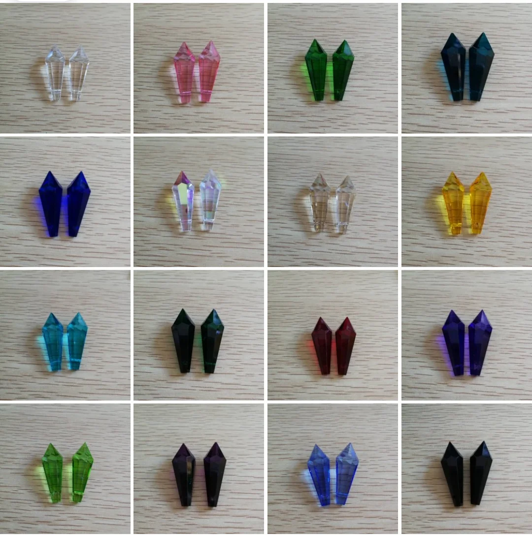 38-76mm 10PCS Colors Crystals Pointed Lamp Prisms Glass Sigle Faceted Icicle U Drop Bead for Window Decor DIY Hanging Pendant