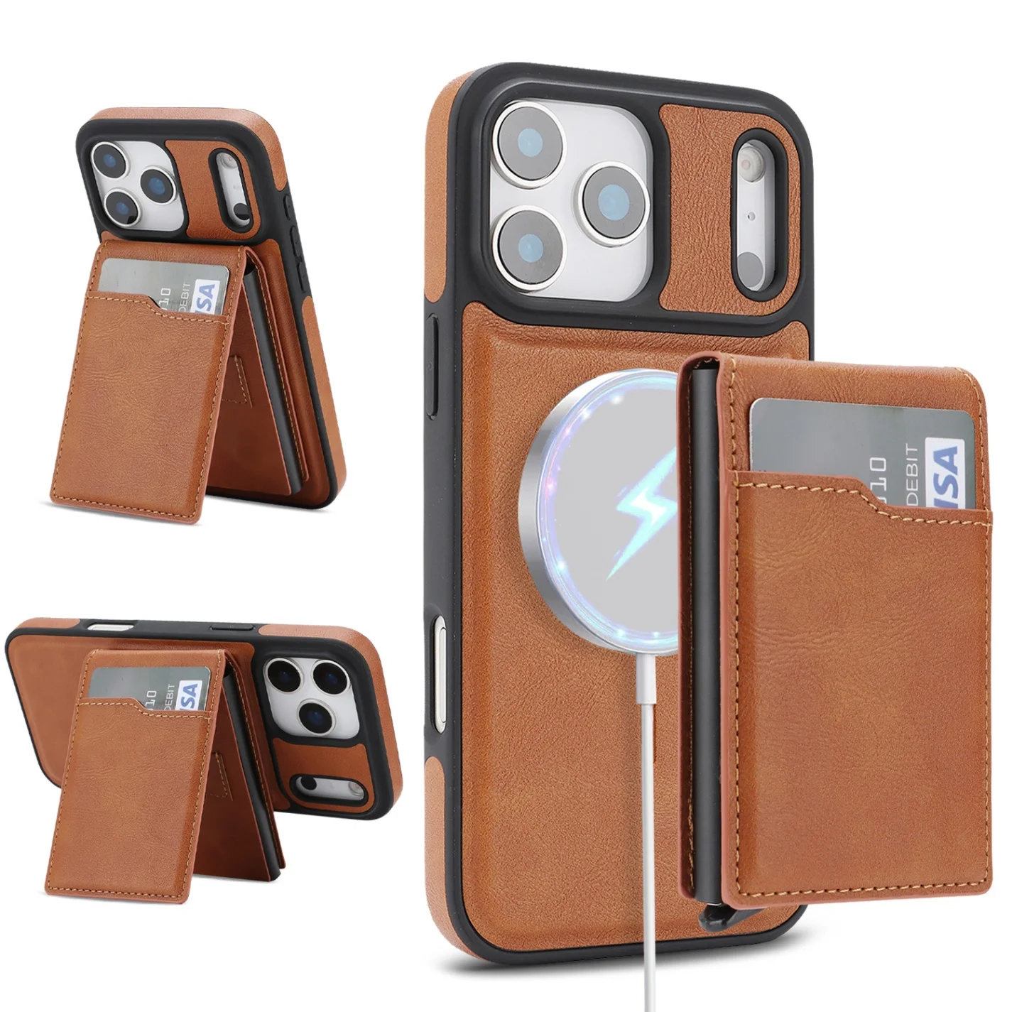 Light Matte Personalized Luxury Covers For Apple iPhone 12 14 Pro Max Plus 16 15 13 Cover Camera Protection Card Holder Wallet