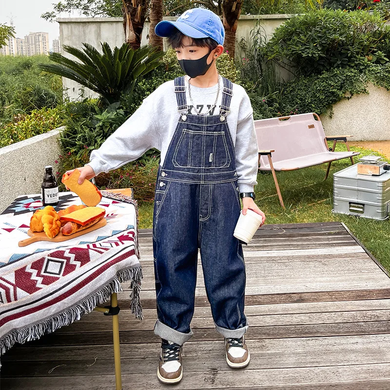 New Retro Boys Overall Jumpsuit Student School Wear Vintage Jeans Overalls Teen Kids Jumpsuit Children Pants Clothes 4-14 Years