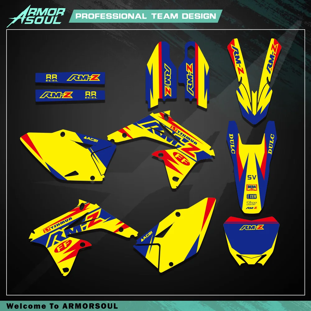 Armorsoul-Adesivo gráfico para motocicleta, decalque de fundo de carenagem para Suzuki RMZ450, RMZ 450, 2008-2012, 2013, 2014, 2015, 2016, 2017