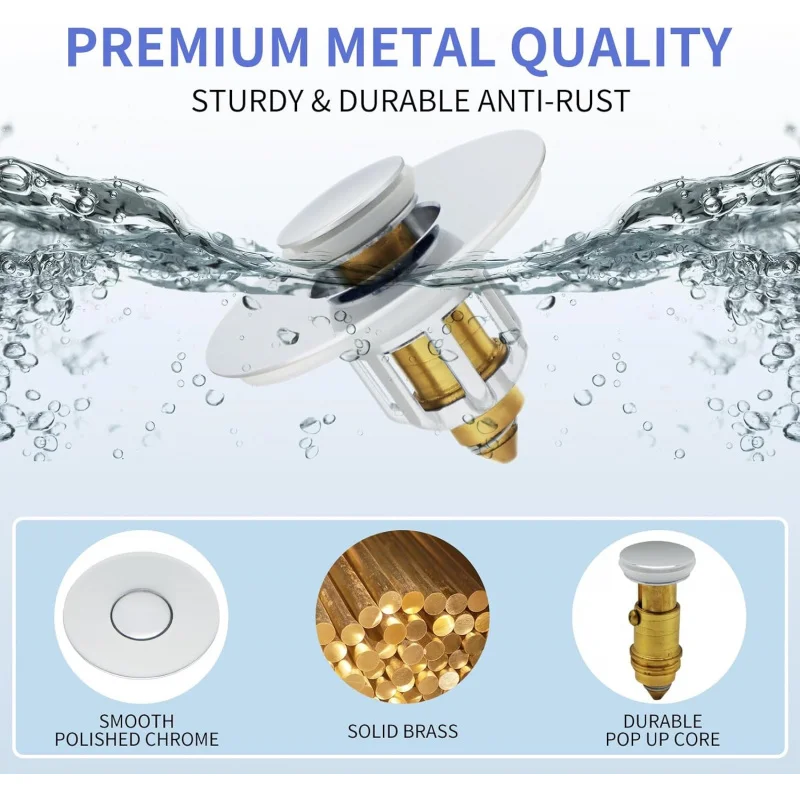 سدادة حوض الحمام، مصارف حوض نحاسية لأعلى، مصفاة توصيل عالمية 2 في 1 مع النمل