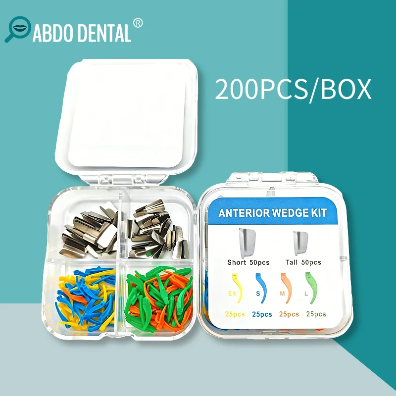 

200Pcs/box Dental Anterior Tooth Matrix Bands & Wedges Set Garrison Type Dental Proximal Restoration Kit
