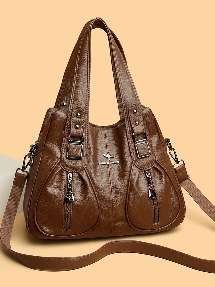 

Модная кожаная сумка для женщин, большая сумка через плечо Capaci, универсальная сумка из мягкой кожи Sli Briti Sle el...