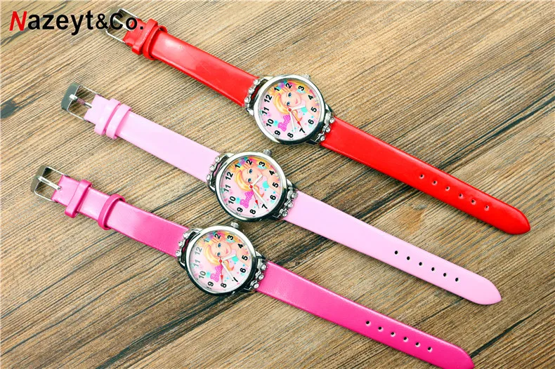 Kawaii Barbie Wristwatches Cartoon for Girl Children Belt Wristband Clock Diamond Decoration Student Accessories Kids Watch Gift