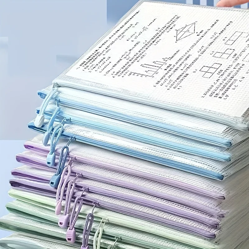 حقيبة مستندات بسحاب، أكياس تخزين شفافة للأوراق والكتب واللامتحانات، مثالية لتنظيم الفصول الدراسية واللوازم المكتبية والمدرسية