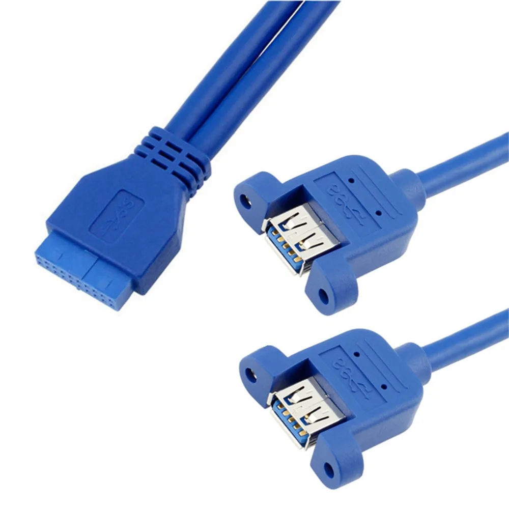 Le câble adaptateur avec oreilles peut réparer les tos 0.3M-8M, câble de données USB 3.0, carte mère 20p vers double USB 3.0 Tains