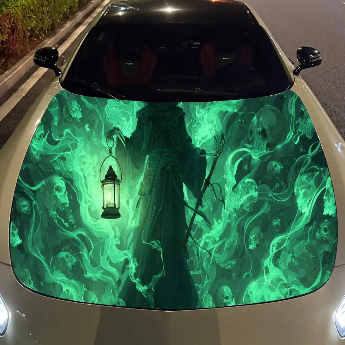 فوانيس شبح مخيفة و Will-o'-the-Wisps غطاء السيارة ملصقات الفينيل حماية سطح السيارة ملصق تزيين السيارة غطاء الفينيل التفاف