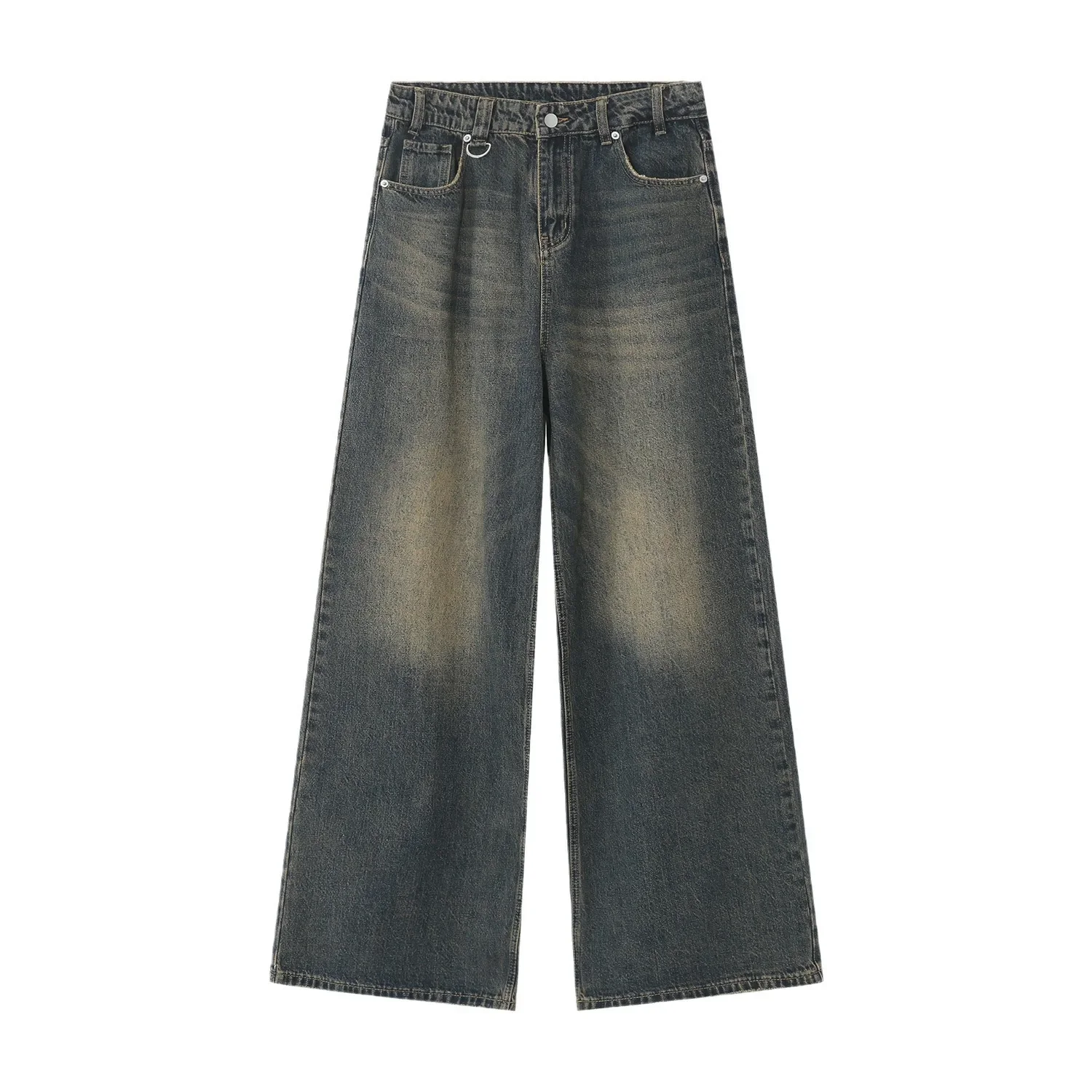 Calça jeans reta casual masculina, jeans lavado azul velho, calças largas e soltas, nova moda, verão, 2022, 9C354