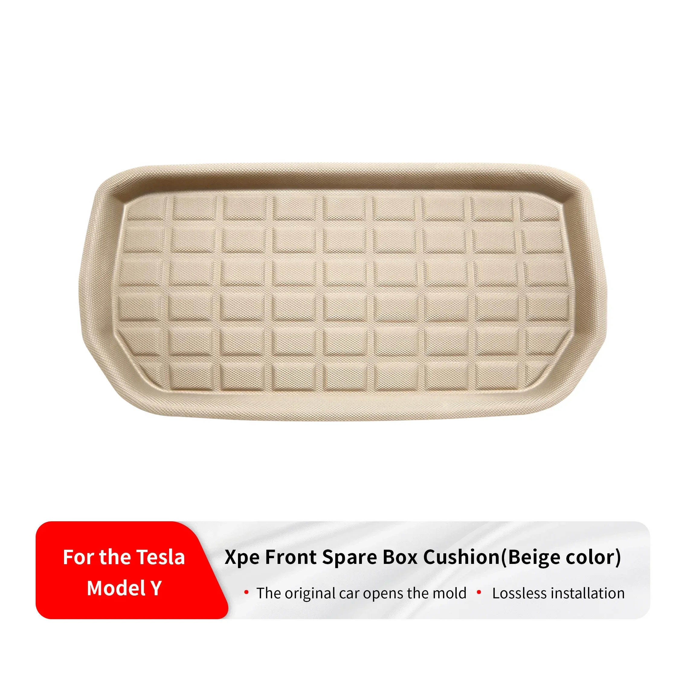 Convient pour Tesla Model Y 2021–2024 – Tapis de coffre avant XPE beige, tapis de coffre avant.