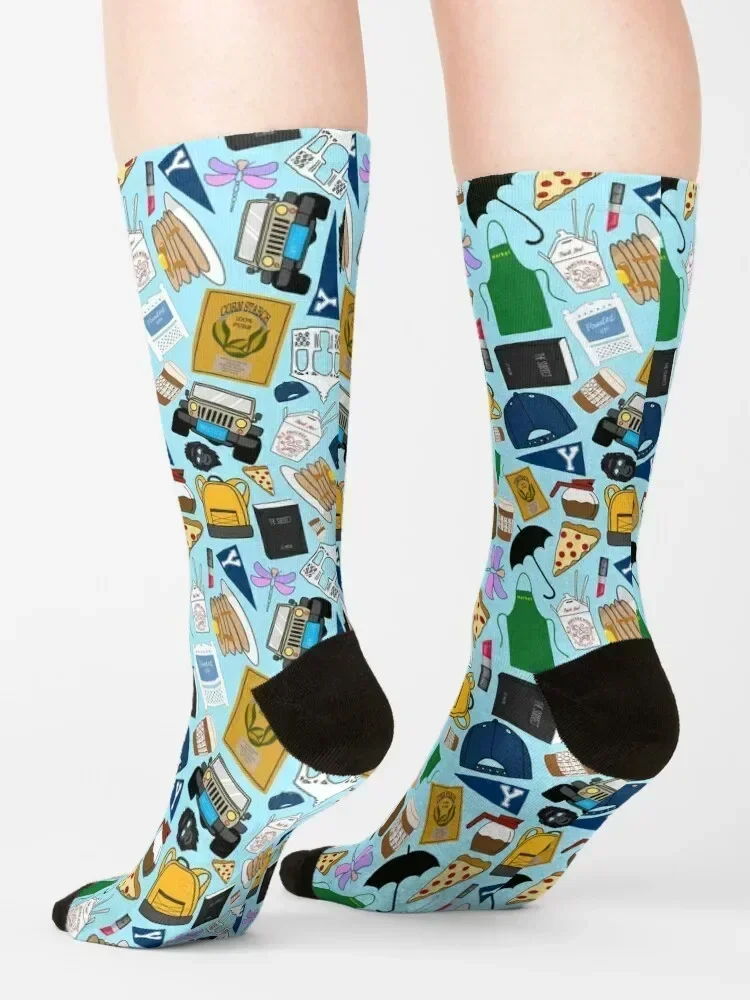 Ultimate Fan Pattern Icons All Over Print Blue Pack Socks professional running hockey gym summer Male Socks Women's