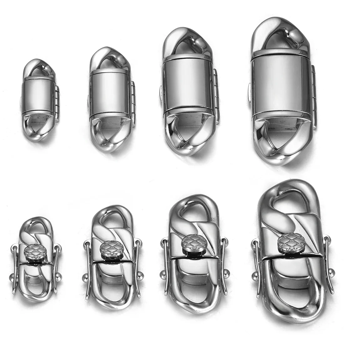 Stainless Steel Clasps Connector for Cuba Hiphop Chain Bracelet and Necklace Flap Buckle Jewelry Making Accessories