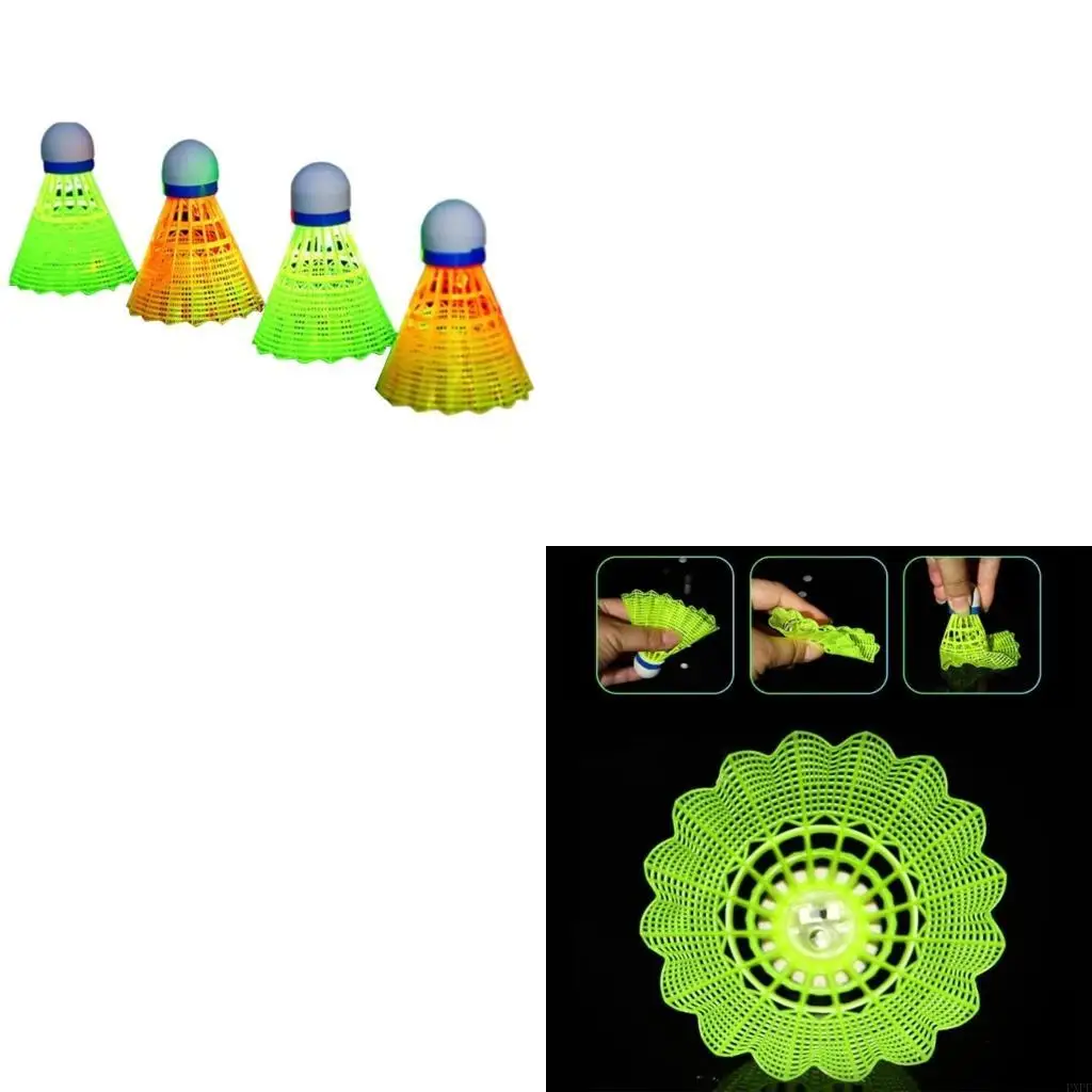 

4pcs/set светодиодные бадминтоны, светящиеся, светящиеся птицы зажигают шаттлы бадминтона