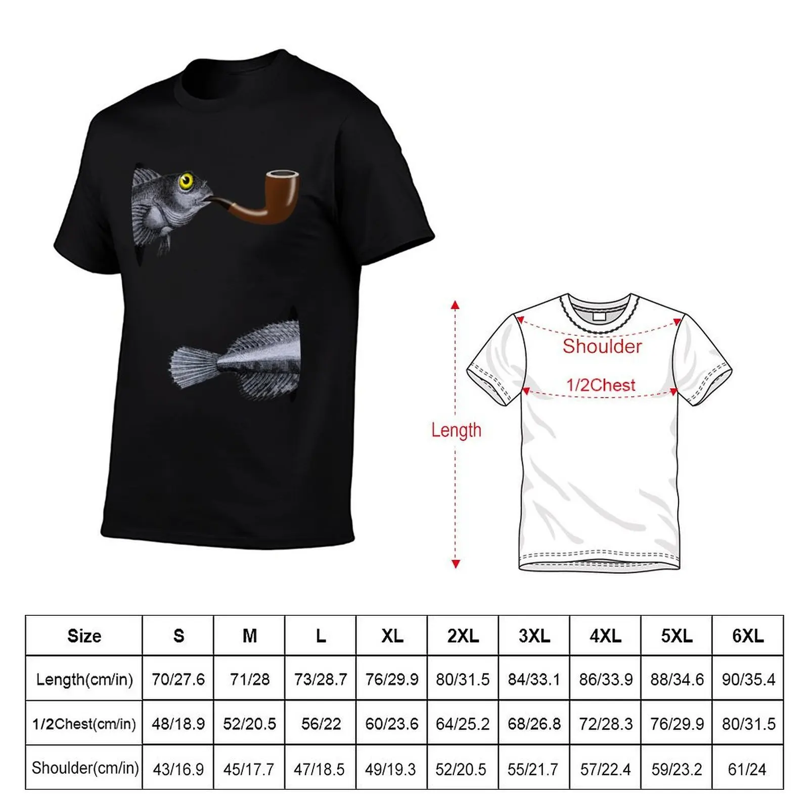 Magritte Fish T-Shirt oversizeds vintage anime shirt mens graphic t-shirts anime